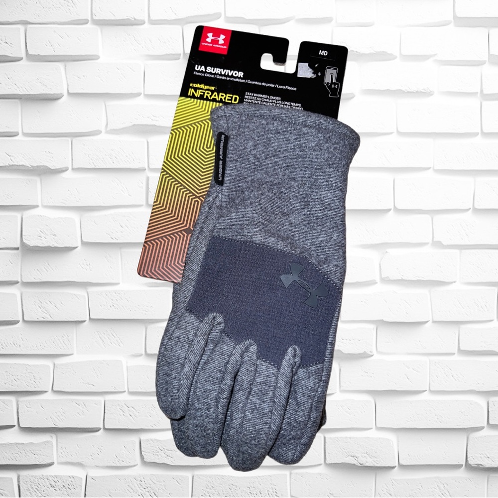 NEW Mens Under Armour Cold Gear Infrared Survivor Fleece Gloves w/Touch -Gray XL